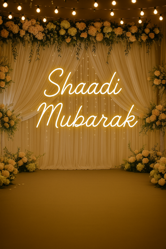 Shadi Mubarak Urdu Neon Sign - Pakistani Wedding LED Neon Sign Decor