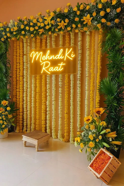 Mehndi Ki Raat Neon Sign - Mehndi Neonlight-LED Wedding Backdrop-Customize Neon Sign