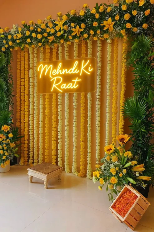 Mehndi Ki Raat Neon Sign - Mehndi Neonlight-LED Wedding Backdrop-Customize Neon Sign