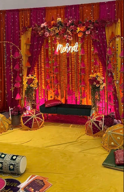 Mehndi Ki Raat Neon Sign - Mehndi Neonlight-LED Wedding Backdrop-Customize Neon Sign