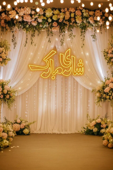 Shadi Mubarak Urdu Neon Sign - Pakistani Wedding LED Neon Sign Decor